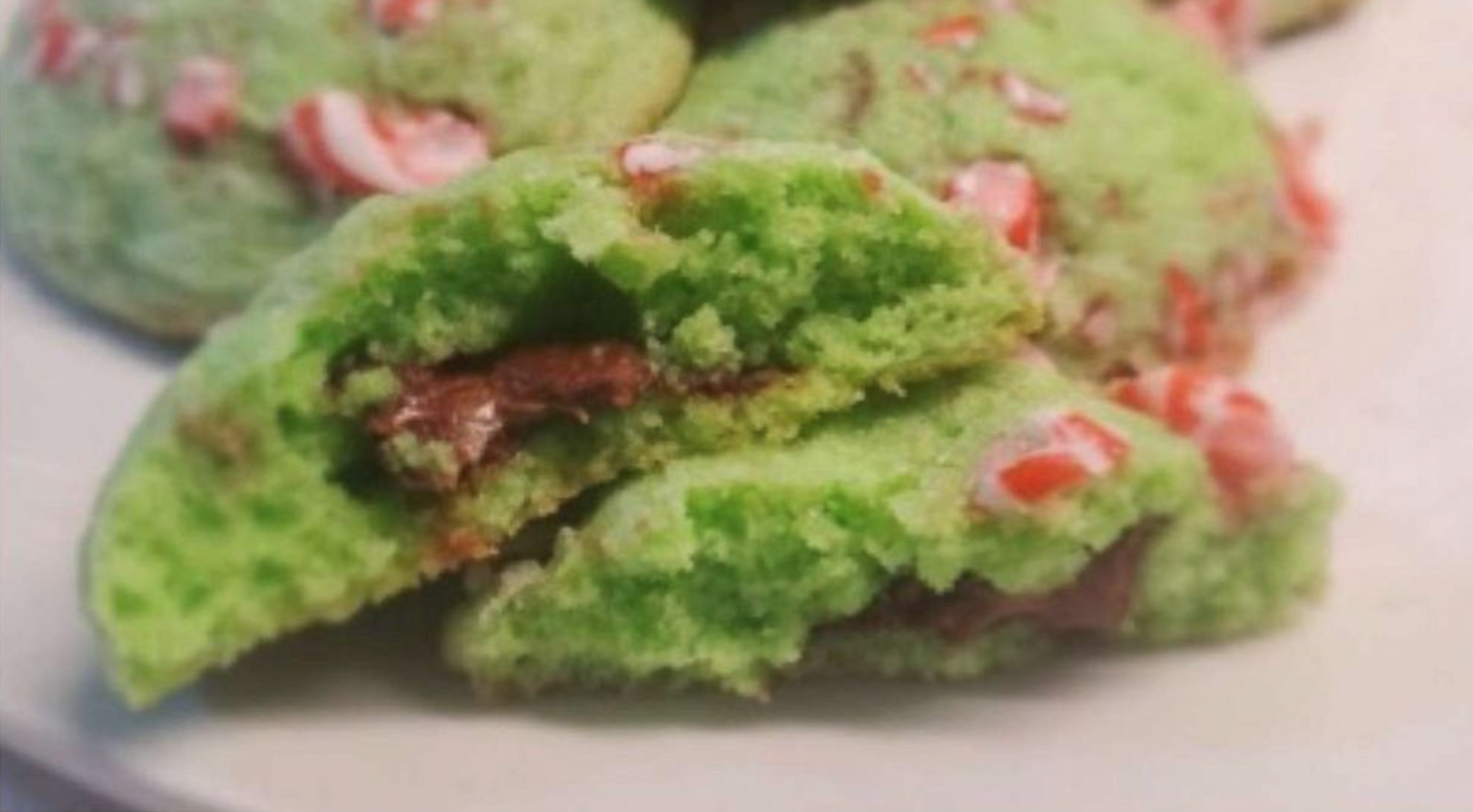 Melty Chocolate Peppermint “Grinch” Cookies